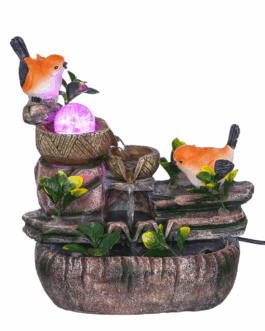 Tabletop 3 Steps Indoor Water Fountain for Home Decor with Multicolor LED Light
